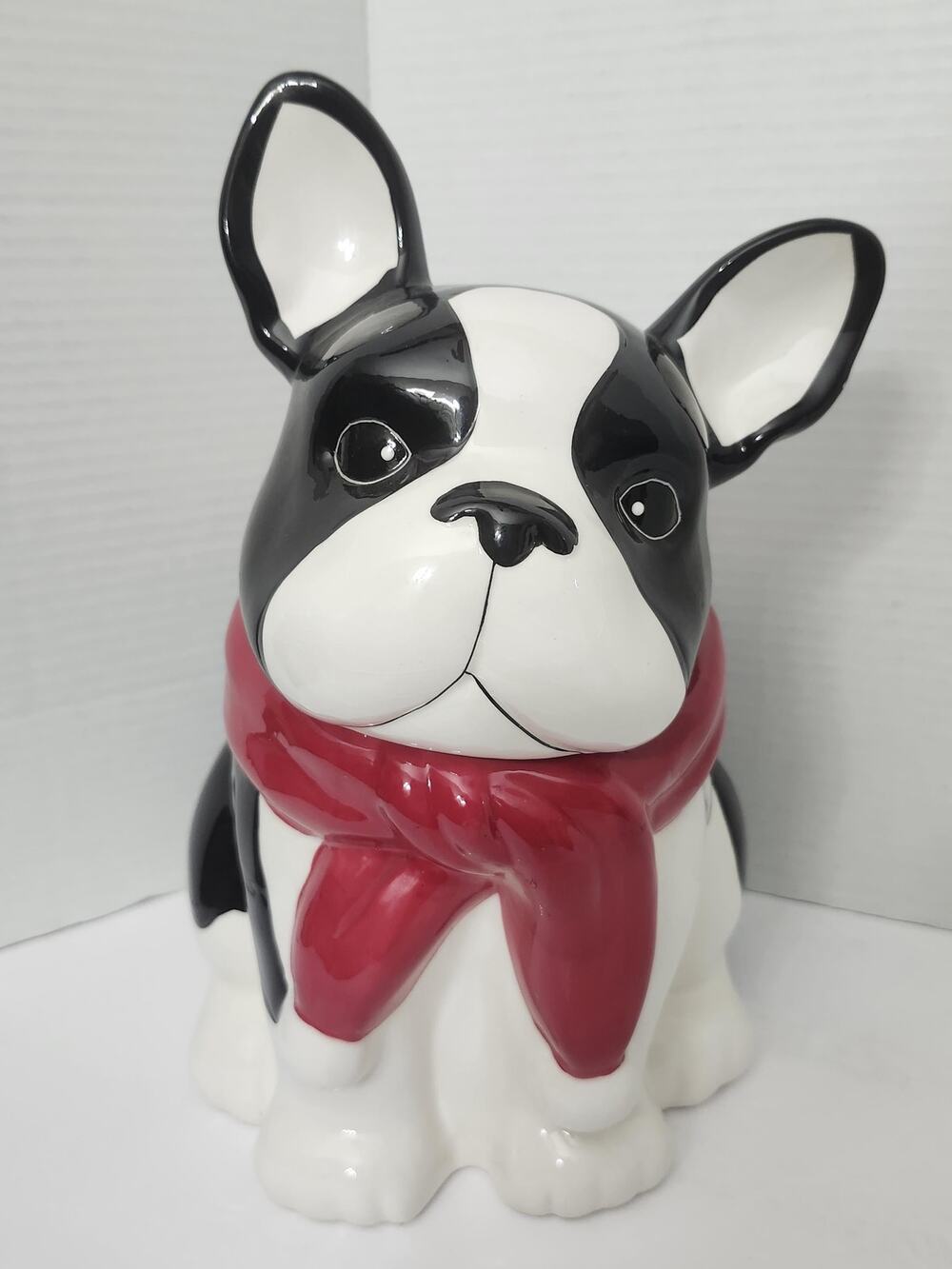 Celebrate It French Bulldog Boston Terrier Cookie Jar Red Scarf Ceramic